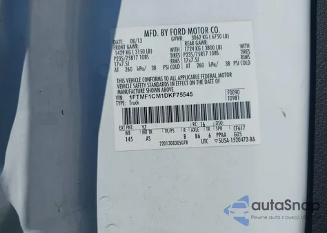 2013 Ford F-150 Xl z USA, uszkodzony, nr VIN 1FTMF1CM1DKF75545